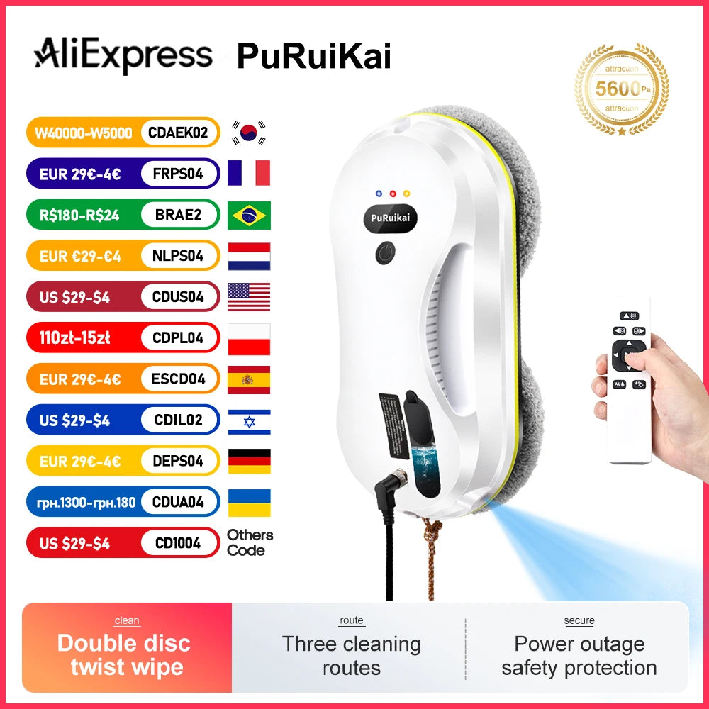 RoboClean Pro - Automatic Window Cleaning Robot with Smart Control